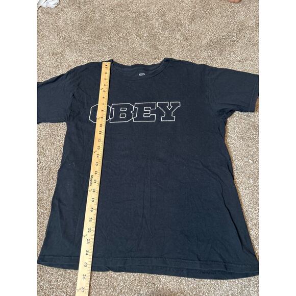 Obey Propaganda men's T-shirt Tee black graphic "Hard Times Stay Strong SZ MD - Picture 3 of 5